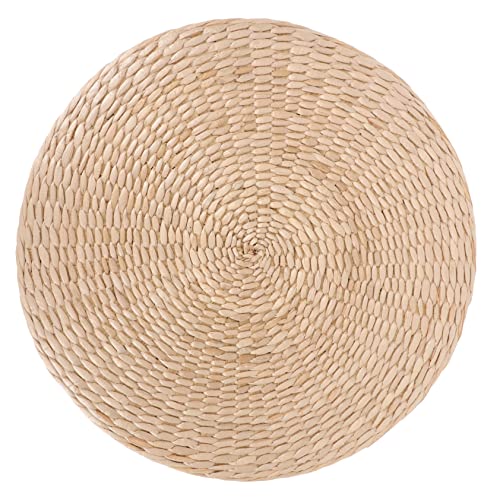 GLEAVI Natural Woven Japanese Style Cushion Round Meditation Seating Pad for Home Yoga Thickness for Floor Use Relaxation