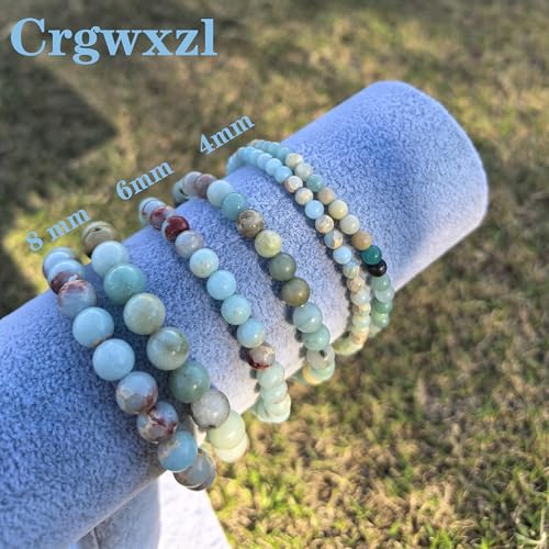 4mm 6mm 8mm Healing Crystal Bracelets for Women Men Natural Stone Beaded Stretch Bracelet Handmade Gemstone Reiki Spiritual Jewelry Gifts - color: Amazonite+Agalmatolite Jasper-Lucky, size: 6mm