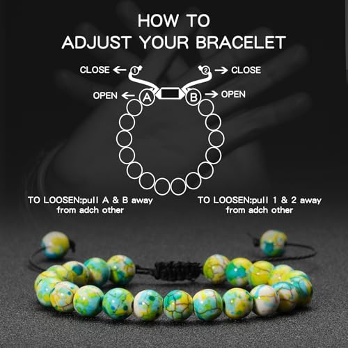 Handmade Braided Natural Healing Power Gemstone Crystal Beads Adjustable Bracelets Beaded Bracelets for Women Christmas, Birthday Gifts