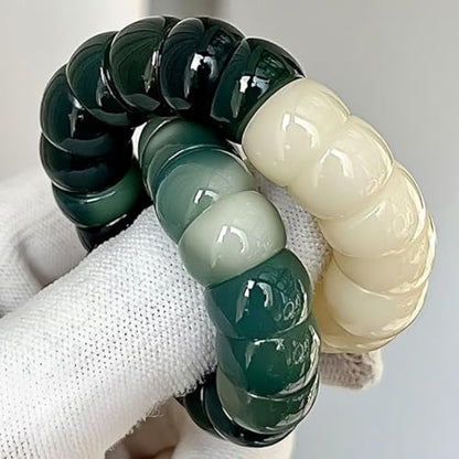 MUDI Bracelet For Women, Bodhi Seed Beads Bracelets Fidget Healing Energy Protection Stretch to My Man Jewelry Gift - color: Oval Green White