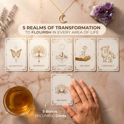 Anima Daily Affirmation Cards – 40 Spiritual Mindfulness Cards for Inner Healing, Self-Love & Manifestation – Elegant Deck for Women with Gift Box & Guide – Uplifting Positive Quotes for Daily Use