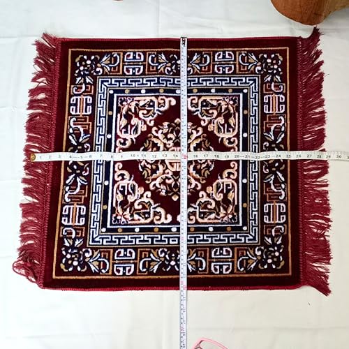 Pooja Aasan in Velvet for puja and Yoga Meditation Rug, Prayer Mattress Mat 1 Pcs (24" inch) Multi Purpose Pooja Cloth Aasan, Car Seat Cover, Sofa Set, Laptop Ethnic Design Home Decor Mat Rug Carpet