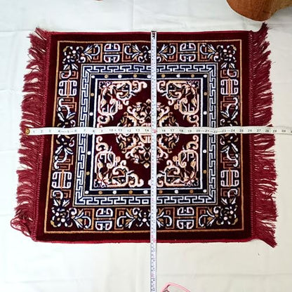 Pooja Aasan in Velvet for puja and Yoga Meditation Rug, Prayer Mattress Mat 1 Pcs (24" inch) Multi Purpose Pooja Cloth Aasan, Car Seat Cover, Sofa Set, Laptop Ethnic Design Home Decor Mat Rug Carpet