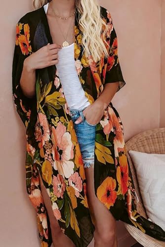 Kimonos for Women Swimsuit Coverups Beach Cover Up Swimwear Cardigan Summer - color: Blooming Summer