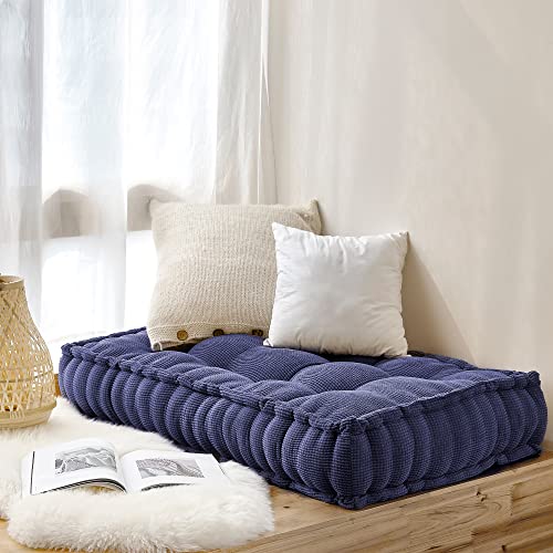 DormCo Rainha - Ultra Thick Tufted Floor Pillow - Navy Blue - color: Navy Blue