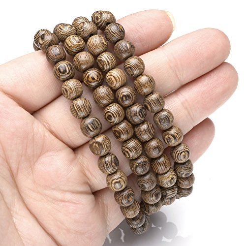Unisex 108 Natural Wood 6mm 8mm Beads Bracelet Buddhist Rosary Mala Necklace(8mm Sandalwood Duobao)