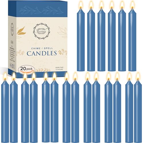 Raajsee Pack of 40 Sky Blue Candles | 4" Tall Unscented Mini Taper Candles - Perfect for Witchcraft, Rituals, Spells, Prayer, Meditation, Home Decor, Party Decor Chime Candles. - color: Sky Blue, size: 4 Inch - Pack of 40