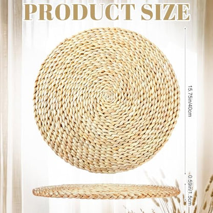 Sintuff 8 Pcs 16 Inch Straw Floor Cushions Classroom Large Pillow Seating Meditation Floor Pillow Boho Natural Woven Seat Cushion Japanese Tatami Cushion for Classroom Home Group Activity
