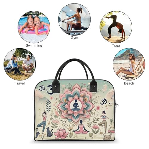 Large Capacity Travel Handbag with Zipper, Portable Nylon Crossbody Bag for Men Women Overnight Sports Gym Coastal | Portable