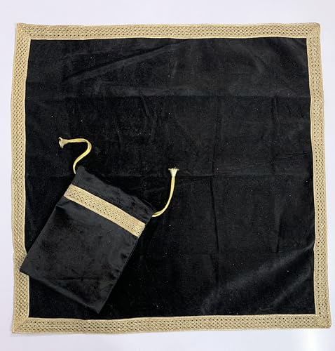 SMMS Spiritual Velvet Table Cloth Altar Tarot Spread (Black, Medium- 61cm*61cm/ 24inch*24inch) - color: Black, size: Medium- 61cm*61cm/ 24inch*24inch