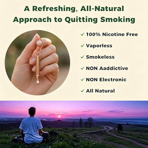 LAMKHOO Breathing Necklace to Quit Smoking and Vaping with Refillable Mint Pods Stop Smoking Aids Fidget Necklace for Anxiety Relief Smokeless Inhaler for Adults (Gold) - color: Copper-color