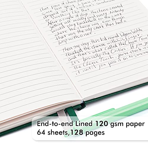 feela 24 Pack Journal Notebook for Work, Business Notebook Bulk Hardcover Lined Writing Journal with Pen Holder for Men Women Note Taking, with 24 Black Pens, 120 GSM, 5.1”x8.3”, A5, Dark Green - color: 24 Pack dark green