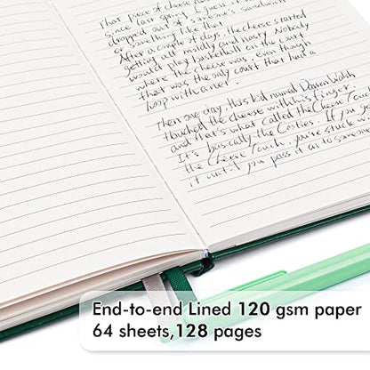 feela 24 Pack Journal Notebook for Work, Business Notebook Bulk Hardcover Lined Writing Journal with Pen Holder for Men Women Note Taking, with 24 Black Pens, 120 GSM, 5.1”x8.3”, A5, Dark Green - color: 24 Pack dark green