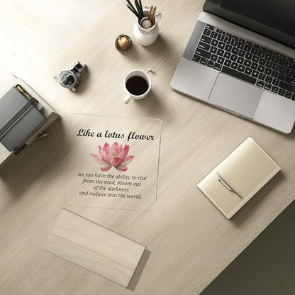 Lotus Flowers Gifts for Women,Like A Latus Flower Acrylic Sign,Inspirational Plaque for Yoga Meditation Room - color: Lotus