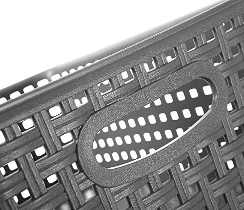 Weave Plastic Storage Basket 6-Pack, Woven Grey Baskets Bins for Organizing Bathroom, Kitchen and Office