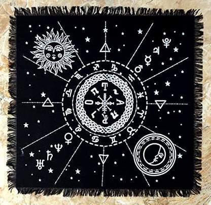 INDACORIFY Silver Celestial Constellation Altar Table Top Cloth with Fringes Alter Tarot Witchcraft Sacred Cloth 18x18 in (Silver Celestial Constellation) - color: Silver Celestial Constellation