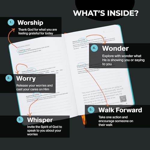 The Walk Forward Journal – (Black) A 60-Day Daily Journal for Spiritual, Emotional, and Personal Growth – Reflection, Mindfulness & Inspiration – Daily Affirmations and Goal-Setting – Undated Life Planner for Women & Men - color: Black