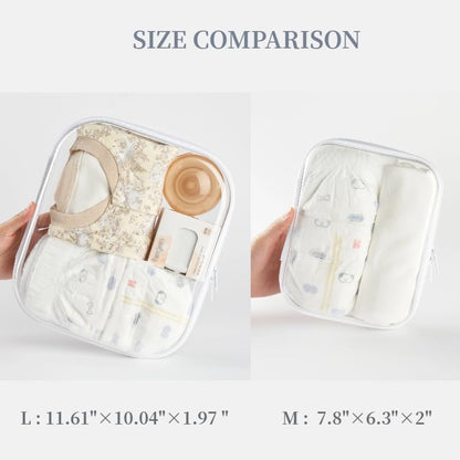3-Pack Large Clear Hard Shell Zipper Case, Diaper Bag Organizer Pouches, Pencil Case & Makeup Bag, Travel Essentials and Toy Organizer (3L - size: 3L