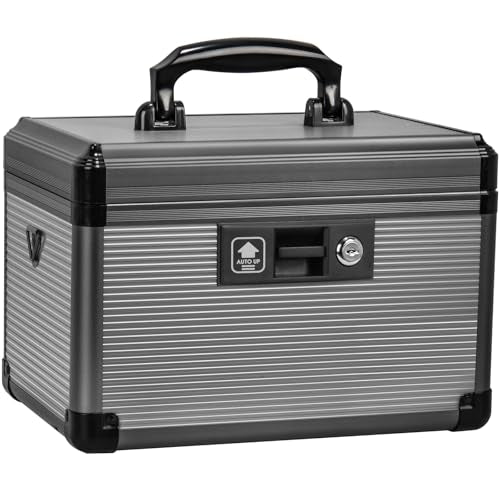 Medicine Lock Box with Key, Alluminum Alloy Box for Medication,First Aid Box with a Removeable Tray to Store Medicines & Pills for Home&Travel, Black 12 * 7.68 * 7.87 Inch - color: Black, size: Medium-12inch