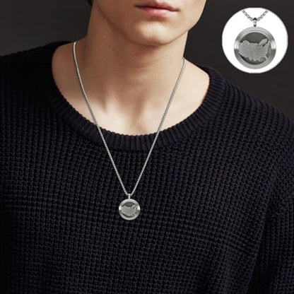 Aromatherapy Diffuser Necklace-Eagles Essential Oil Necklace,Aromatherapy Diffuser Pendant for Men and Women,Portable,Suitable for Yoga,Meditation,Travel,Stress Relief Gift(Silver 30mm) - color: Eagles Silver