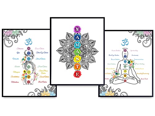 Boho Zen Decorations - Mandala Wall Art - Chakra Wall Decor - Mandala Print - Buddhism Gifts for Women - Spa Namaste Decoration - Spiritual Yoga Decor - New Age Buddha Art - Meditation Gifts