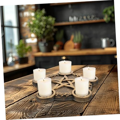 Alipis Pentacle Star Candleholder Creative Decorative Candle Base for Religious Rituals and Altar Decor Copper Finish Sacrifice Prop for Mysterious Atmosphere and Lasting Use