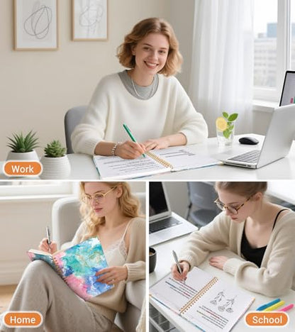 Lined Spiral Notebook Journal for Women, 150 Pages Cute Notebooks 5.75” x 8.38”, A5 Hardcover Spiral Journals with 100 GSM Thick Paper, College Ruled Notebook for Writing Work School, Pink Blue Marble - color: Pink Blue Marble