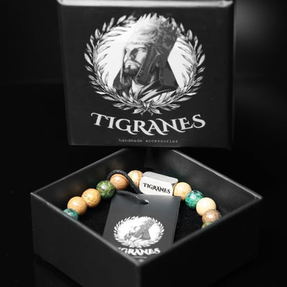 Tigranes Premium Natural Stone Bracelet Collection – Handmade Gemstone Jewelry in Luxury Branded Gift Box - style: Jasper & African Turquoise