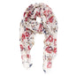 MELIFLUOS DESIGNED IN SPAIN Scarf for Women Lightweight Floral Flower Scarves for Summer Fall Shawl Wrap - color: Barcelona Collections 15 - Beige Red Flower