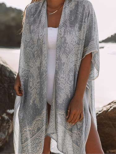 Kimonos for Women Swimsuit Coverups Beach Cover Up Swimwear Cardigan Summer - color: D Grey