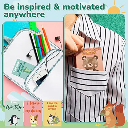 Set of 52 Kids Affirmation Flash Cards Motivational Phrase Meditation Gifts Positive Daily Affirmation Cards for Self Esteem Mindfulness Empowering and Award Focus Relaxation, 2.5 x 3.5 Inch