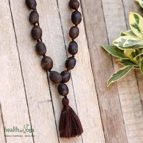 HealthAndYoga™ Lotus Mala Beads with Velvet Pouch (86 cm String, 108+1 Seeds)- Prayer, Meditation, Energy Chakra Balancing, Mantra Japa Recitation for Spiritual Growth – Long Necklace with Large Beads