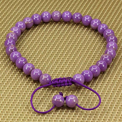 Angelstones Handmade Gemstone 6mm Round Beads Adjustable Braided Macrame Tassels Chakra Reiki Bracelets 7-9 inch Unisex - color: A Grade Lavendar Phosphosiderite