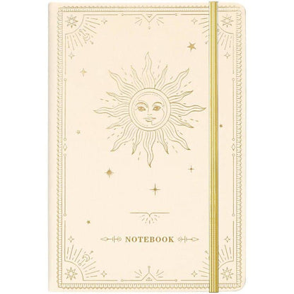 Ruled Notebook/Journal – Premium Thick Paper Faux Leather Classic Writing Notebook with Pocket + Page Dividers Gifts, Banded, Large, 144 Pages, Hard Cover, Lined (5.8 x 8.4) - White Sun Goddess - color: white