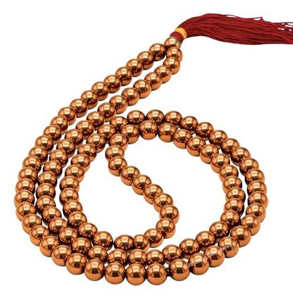 Amazing Gemstone Copper Hematite Mala Beads - 108 Prayer Beads for Meditation and Mindfulness Practice, Handcrafted Mala Beads with Natural Gemstones for Spiritual Healing and Relaxation(Plain) - color: Copper Hematite, style: Plain