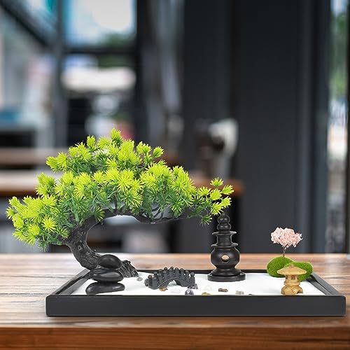 Artcome Japanese Zen Sand Garden for Desk - Home, Office Desk Accessories - Bamboo Crafted Meditation Therapy Tray - Mindful Relaxation and Meditation Tool for Stress Relief - Gift Set - size: 11" x 7" x 7.3"