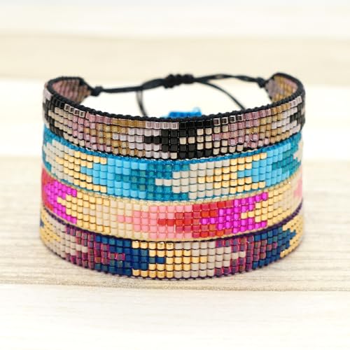 Handmade Boho Beaded Friendship Strand Wrap Bracelets for Women Charm Adjustable Couples String Rope Braided Bohemia Colorful Seed Beads Bracelet Fashion Jewelry Gift - color: White Gold