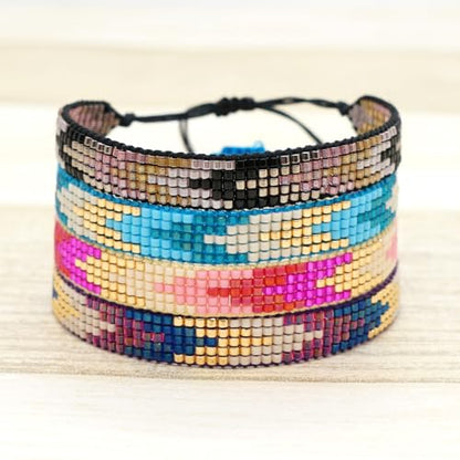 Handmade Boho Beaded Friendship Strand Wrap Bracelets for Women Charm Adjustable Couples String Rope Braided Bohemia Colorful Seed Beads Bracelet Fashion Jewelry Gift - color: White Gold