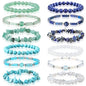Huquary 12 Pcs Natural Stone Beaded Bracelets for Women Men 8mm Semi-precious Gemstone Stretch Bracelets Stackable Handmade Healing Crystal Jewelry Accessories for Birthday Spring Summer Gifts