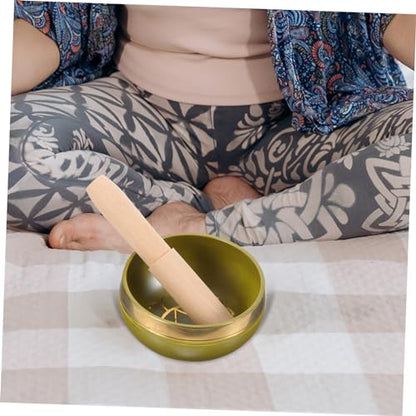 Copper Chime Singing Bowl Metal Meditation Bowl Stick Tibetan for Yoga Mindfulness and Stress Relief