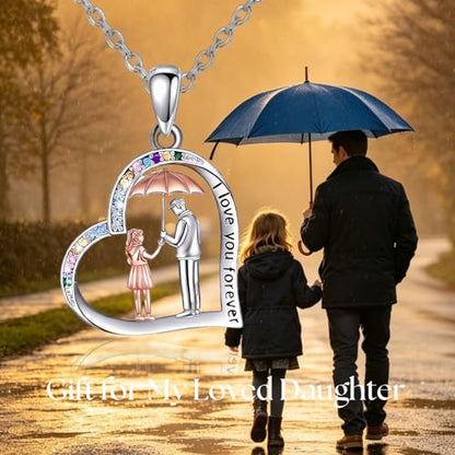 YFN Daughter Gifts from Dad 925 Sterling Silver Daughters Heart Necklace Birthday Christmas - color: Father Daughter Necklace07