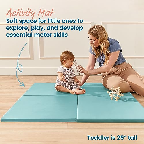 ECR4Kids SoftZone Play Patch Activity Mat Squares, Modular Playmat, Seafoam, 4-Pack - color: Seafoam