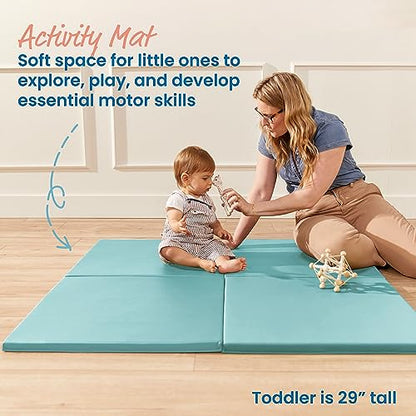 ECR4Kids SoftZone Play Patch Activity Mat Squares, Modular Playmat, Seafoam, 4-Pack - color: Seafoam
