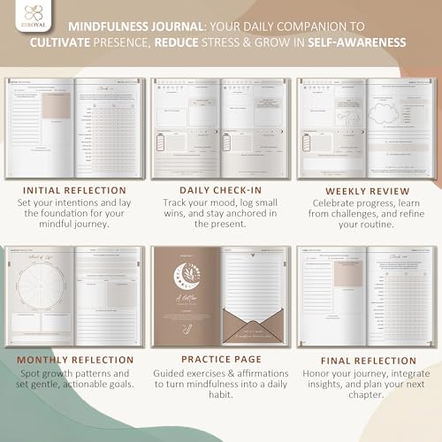 BIROYAL 5 Minute Gratitude Journal 2026 - Undated Daily Gratitude Journal for Women - 20 Weeks 5 Minute Guide Journals - Daily Journals with Prompts for Happiness, Mindfulness & Reflection - Self Care Gift - color: Khaki