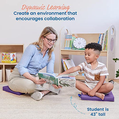 ECR4Kids SoftZone Square Floor Cushions with Handle, Flexible Seating, Purple, 6-Piece - color: Purple