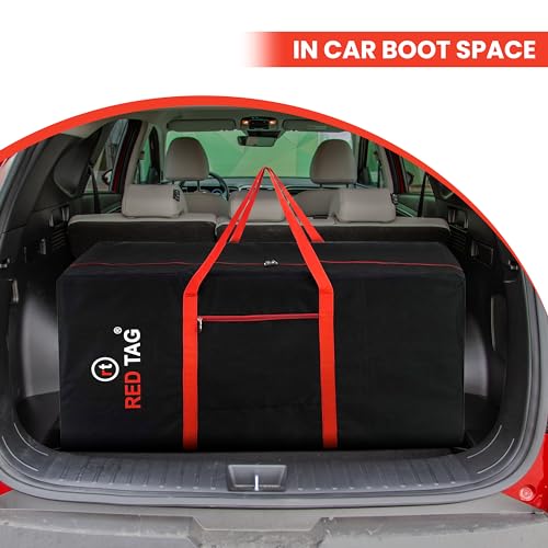Storite Moisture Proof Heavy Duty 1680 Denier Nylon Multi-Purpose 236 L Extra Large Toys Storage Bag/Stationery Paper/Blankets/Clothes Storage Bag For Travel (Red Black, 113x39.5x53 cm) Rectangular