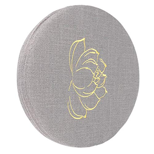 Meditation Cushion, Yoga Mat with Detachable Washable Cover, Soft Handheld Design for Zen Tea Ceremony Floor Window (40 cm in Diameter and 6 cm in Thickness) - color: Grey Embroidered Lotus Pattern