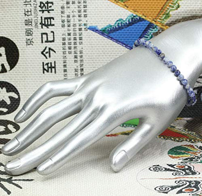 Keleny Gem Semi Precious Gemstones 4mm Round Beads Crystal Stretch Bracelet 7 Inch Unisex - color: Blue Spot Jasper