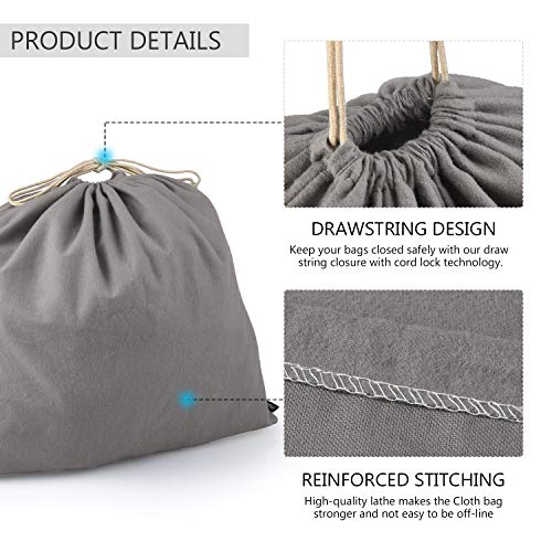 PlasMaller Dust Cover Storage Bags Purified 100% Cotton Flannel with Drawstring Pouch For Handbags Purses Pocketbooks Shoes Boots Set of 3 (Grey) - color: Grey