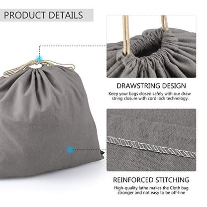 PlasMaller Dust Cover Storage Bags Purified 100% Cotton Flannel with Drawstring Pouch For Handbags Purses Pocketbooks Shoes Boots Set of 3 (Grey) - color: Grey